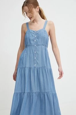 Pepe Jeans sukienka EDITH kolor niebieski midi rozkloszowana PL953483CHEAPER