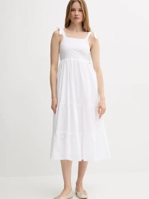 Pepe Jeans sukienka kolor biały midi rozkloszowana PL953749