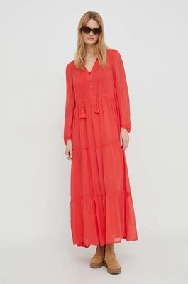 Pepe Jeans sukienka BAY kolor czerwony maxi rozkloszowana PL953437