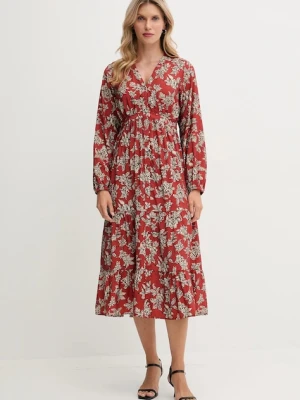 Pepe Jeans sukienka kolor pomarańczowy midi rozkloszowana PL9537695