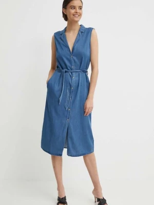 Pepe Jeans sukienka MAGGIE kolor niebieski midi prosta PL953512
