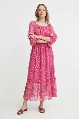 Pepe Jeans sukienka MARLENE kolor różowy midi rozkloszowana PL953469