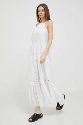 Pepe Jeans sukienka Pirra kolor biały maxi rozkloszowana