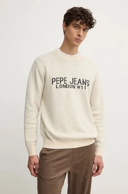 Pepe Jeans sweter z domieszką wełny CARDIN męski kolor beżowy lekki PM702466