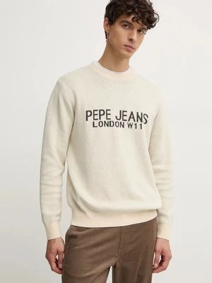 Pepe Jeans sweter z domieszką wełny CARDIN męski kolor beżowy lekki PM702466