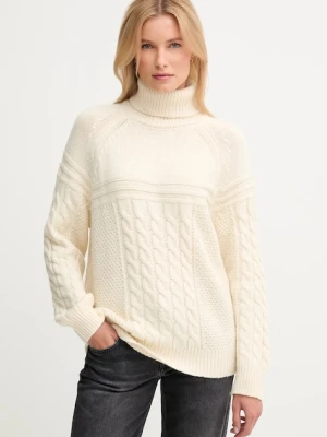 Pepe Jeans sweter z domieszką wełny damski kolor beżowy ciepły z golfem PL7000053