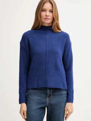 Pepe Jeans sweter z domieszką wełny damski kolor niebieski z półgolfem PL7000032