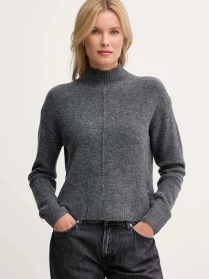 Pepe Jeans sweter z domieszką wełny damski kolor szary z półgolfem PL7000032