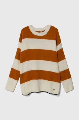 Pepe Jeans sweter z domieszką wełny dziecięcy kolor pomarańczowy ciepły