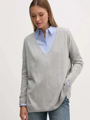 Pepe Jeans sweter z domieszką wełny ISELA V-NECK damski kolor szary lekki PL702220