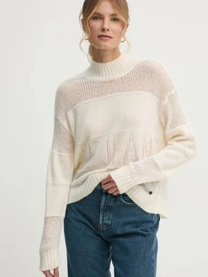 Pepe Jeans sweter z domieszką wełny NAOMI damski kolor beżowy z półgolfem PL702243