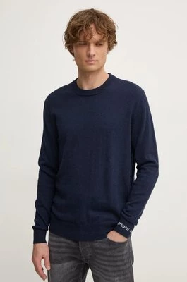 Pepe Jeans sweter z domieszką wełny NEW ANDRE CREW NECK męski kolor granatowy lekki PM702469