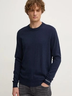 Pepe Jeans sweter z domieszką wełny NEW ANDRE CREW NECK męski kolor granatowy lekki PM702469