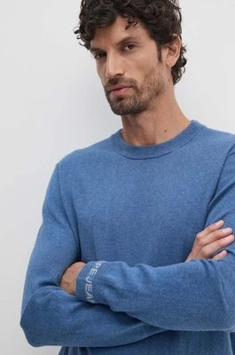 Pepe Jeans sweter z domieszką wełny NEW ANDRE CREW NECK męski kolor niebieski lekki PM702469