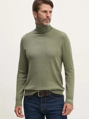 Pepe Jeans sweter z domieszką wełny NEW ANDRE TURTLE NECK męski kolor zielony lekki z golferm PM702470