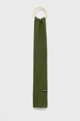 Pepe Jeans szalik z domieszką wełny kolor zielony gładki