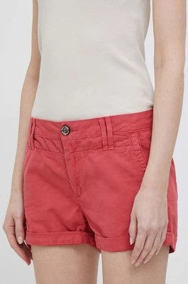 Pepe Jeans szorty bawełniane Balboa kolor czerwony gładkie medium waist