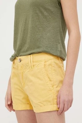 Pepe Jeans szorty bawełniane Balboa kolor żółty gładkie medium waist