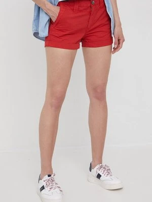 Pepe Jeans szorty bawełniane BALBOA SHORT damskie kolor czerwony gładkie medium waist