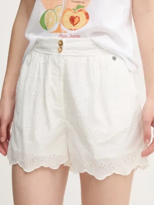 Pepe Jeans szorty bawełniane DOUCE damskie kolor biały gładkie high waist PL801158