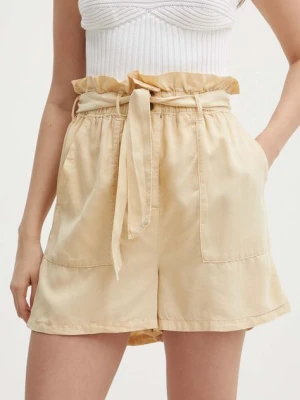 Zdjęcie produktu Pepe Jeans szorty ESTRELLA damskie kolor beżowy gładkie high waist PL801102