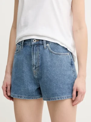 Zdjęcie produktu Pepe Jeans szorty jeansowe A-LINE SHORT HW SUZIE damskie kolor niebieski wzorzyste high waist PL801111ID1