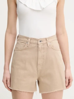 Pepe Jeans szorty jeansowe A-LINE SHORT UHW RACHEL damskie kolor beżowy gładkie high waist PL801112YH9