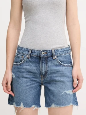 Pepe Jeans szorty jeansowe bawełniane REGULAR SHORT MW DISTRESSED