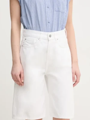 Pepe Jeans szorty jeansowe BERMUDA SHORT UHW WHT damskie kolor biały gładkie high waist PL801181