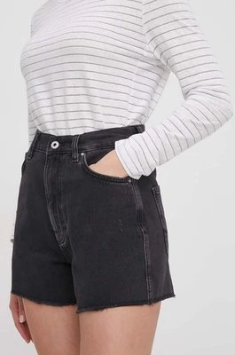 Pepe Jeans szorty jeansowe A-LINE SHORT UHW damskie kolor czarny gładkie high waist PL801112RH5CHEAPER