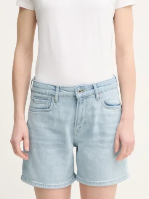 Pepe Jeans szorty jeansowe FITTED SHORT HW MARY damskie kolor niebieski gładkie high waist PL801191PG7