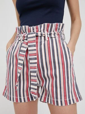 Pepe Jeans szorty jeansowe PHOEBE STRIPE damskie wzorzyste high waist