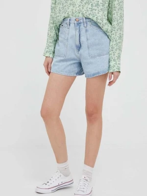 Zdjęcie produktu Pepe Jeans szorty jeansowe Rachel damskie kolor niebieski gładkie high waist