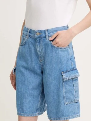 Pepe Jeans szorty jeansowe RELAXED SHORT HW WORKER damskie kolor brązowy gładkie high waist PL801136