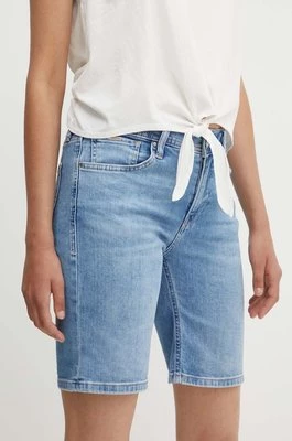 Pepe Jeans szorty jeansowe SLIM SHORT MW damskie kolor niebieski gładkie medium waist PL801120MN7