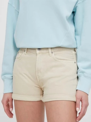 Pepe Jeans szorty jeansowe STRAIGHT SHORT HW beżowy