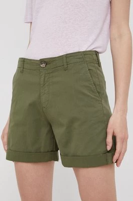 Pepe Jeans szorty JUNIE damskie kolor zielony gładkie medium waist