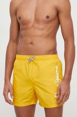 Pepe Jeans szorty kąpielowe LOGO SWIMSHORT kolor żółty PMB10393