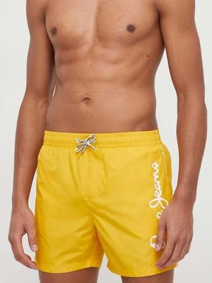 Pepe Jeans szorty kąpielowe LOGO SWIMSHORT kolor żółty PMB10393