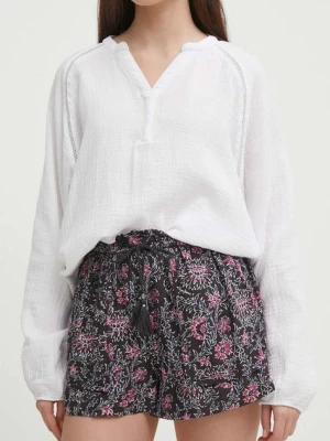 Pepe Jeans szorty PATTY damskie kolor czarny wzorzyste high waist PL801103