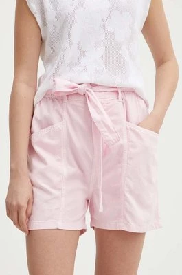 Pepe Jeans szorty VALLE damskie kolor różowy gładkie high waist PL801097