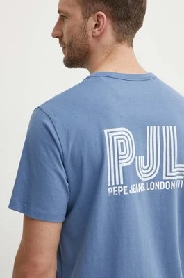 Pepe Jeans t-shirt bawełniany AARON męski kolor niebieski z nadrukiem PM509426