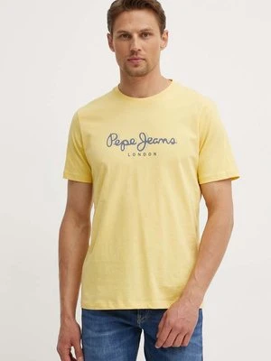 Pepe Jeans t-shirt bawełniany ABEL męski kolor żółty z nadrukiem PM509428