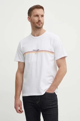 Pepe Jeans t-shirt bawełniany ADUR męski kolor biały z nadrukiem PM509427