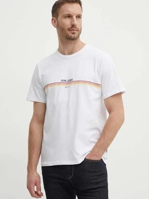 Pepe Jeans t-shirt bawełniany ADUR męski kolor biały z nadrukiem PM509427