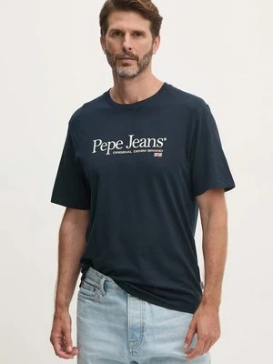 Pepe Jeans t-shirt bawełniany ALBERT męski kolor granatowy z nadrukiem PM509432