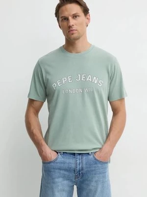 Pepe Jeans t-shirt bawełniany ALDRIDGE męski kolor zielony z nadrukiem PM509628