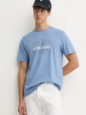 Pepe Jeans t-shirt bawełniany ANDER męski kolor niebieski z nadrukiem PM509621