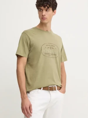 Pepe Jeans t-shirt bawełniany ANDER męski kolor zielony z nadrukiem PM509621