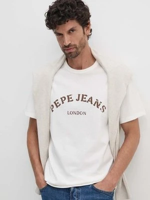 Pepe Jeans t-shirt bawełniany ANWEN B męski kolor beżowy z nadrukiem PM509711